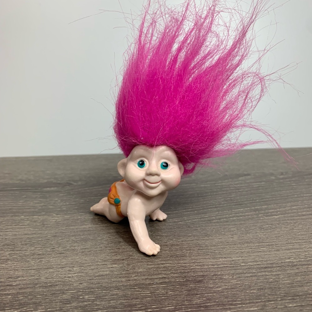 Magic Trolls  Babies, Baby Troll Crawling, 3", Vintage Troll Figurine, Applause
